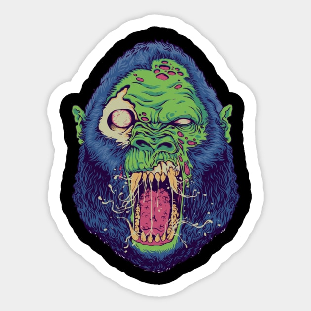 Monster Angry Gorilla Head Kong Sticker by Ken Adams Store